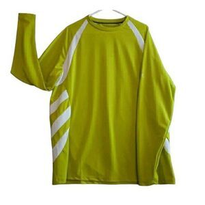 Black Tip T Shirt Men Large Neon Yellow Long Sleeve Sport Gill